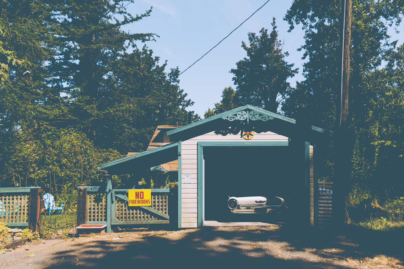 a wooden vintage garage