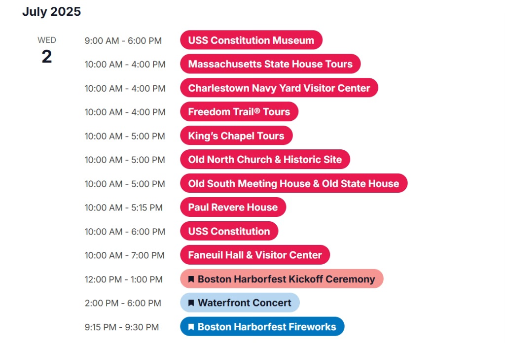 Boston Harborfest Events Schedule